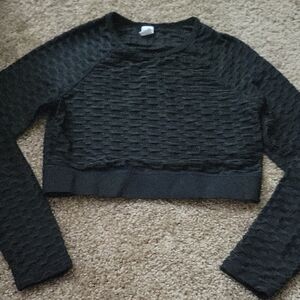 Girls 11-12 Waffle Textured Crop Top